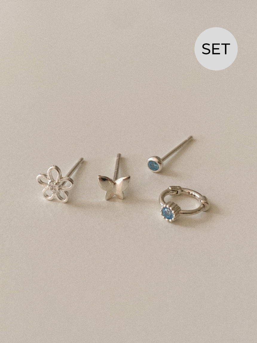 *기획 set* [925 silver] 블루 버터플라이 귀걸이 4 set (2 color)